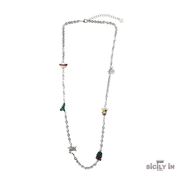 COLLANA LUNGA IN METALLO ANALLERGICO CON 6 CHARMS - CL109B