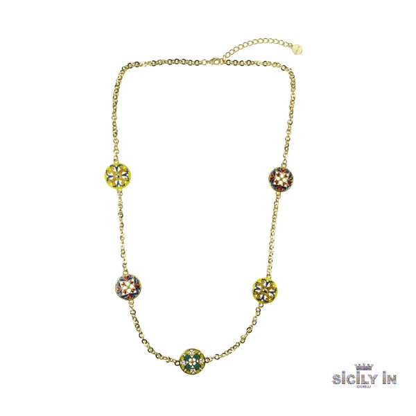 COLLANA LUNGA IN METALLO ANALLERGICO CON 5 CHARMS - CL111G