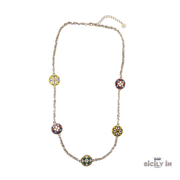 COLLANA LUNGA IN METALLO ANALLERGICO CON 5 CHARMS - CL111R