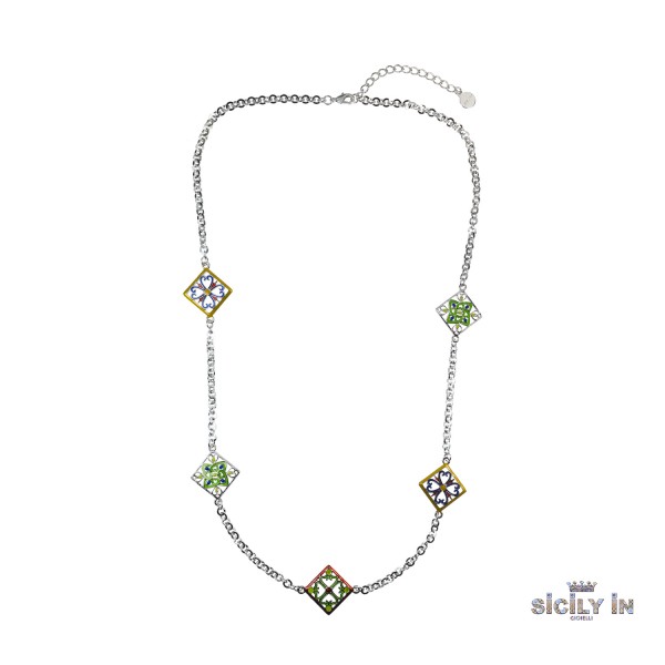 COLLANA LUNGA IN METALLO ANALLERGICO CON 5 CHARMS - CL112B