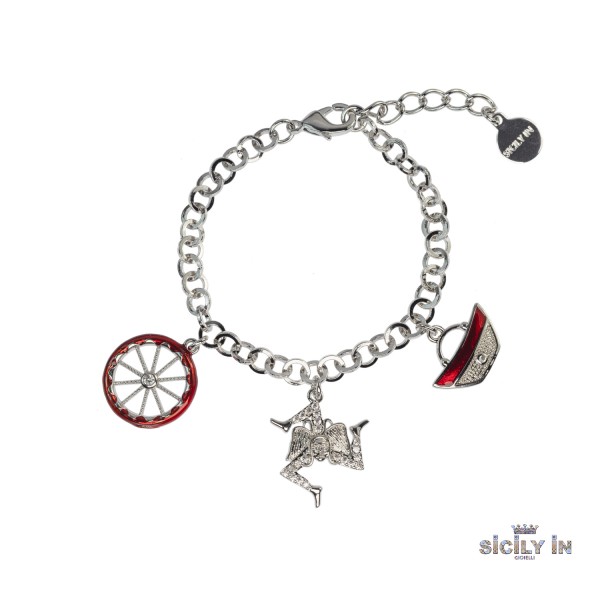 BRACCIALE IN METALLO ANALLERGICO CON 3 CHARMS - BC101B