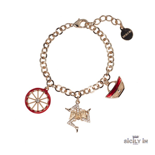 BRACCIALE IN METALLO ANALLERGICO CON 3 CHARMS - BC101R