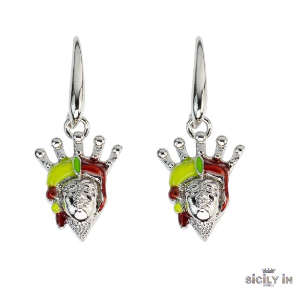 ORECCHINI IN METALLO ANALLERGICO CON 1 CHARM MORO - OR125B