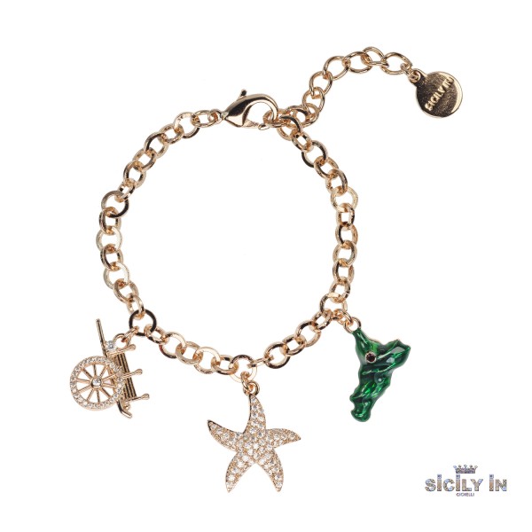 BRACCIALE IN METALLO ANALLERGICO CON 3 CHARMS - BC102R