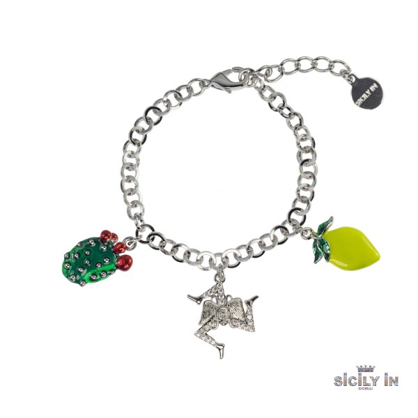 BRACCIALE IN METALLO ANALLERGICO CON 3 CHARMS - BC103B