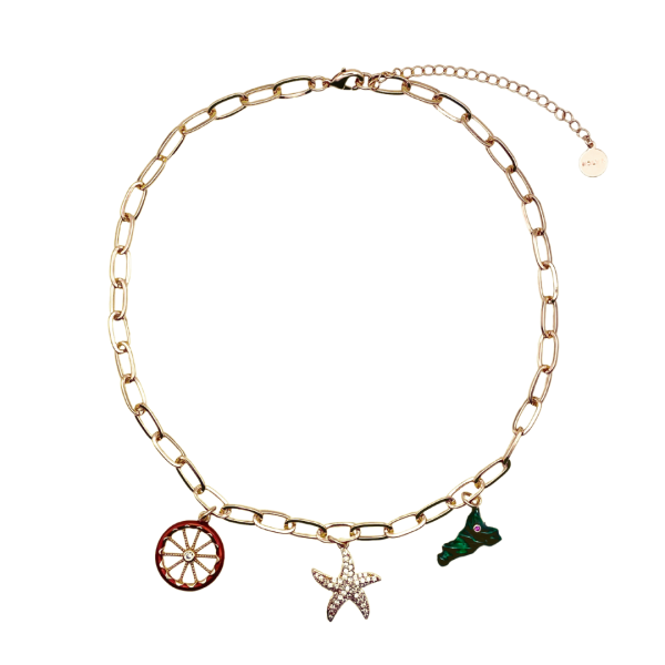 Collana in metallo anallergico con 3 charms  - CL148G