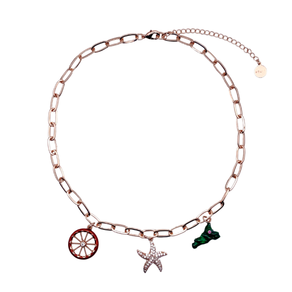Collana in metallo anallergico con 3 charms  - CL148R