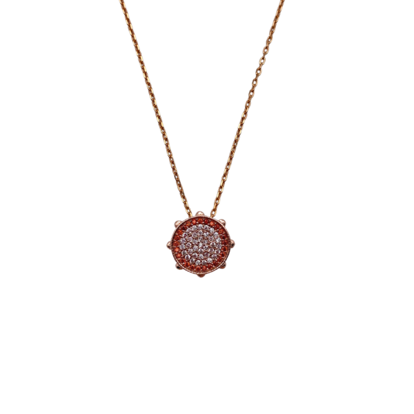 COLLANA ROSA CON TAMBURELLO IN ARGENTO 925 - CL202R