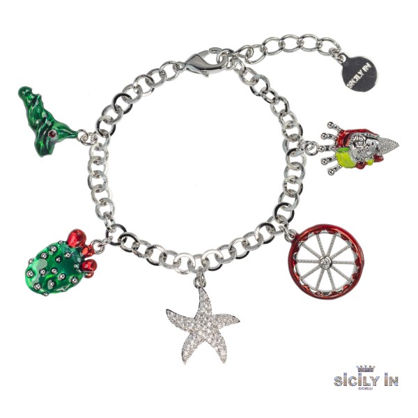 BRACCIALE IN METALLO ANALLERGICO CON 5 CHARMS - BC104B