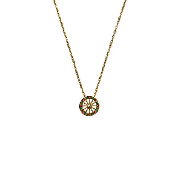 Collana Gialla con charm Ruota Siciliana in argento 925 - CL204G