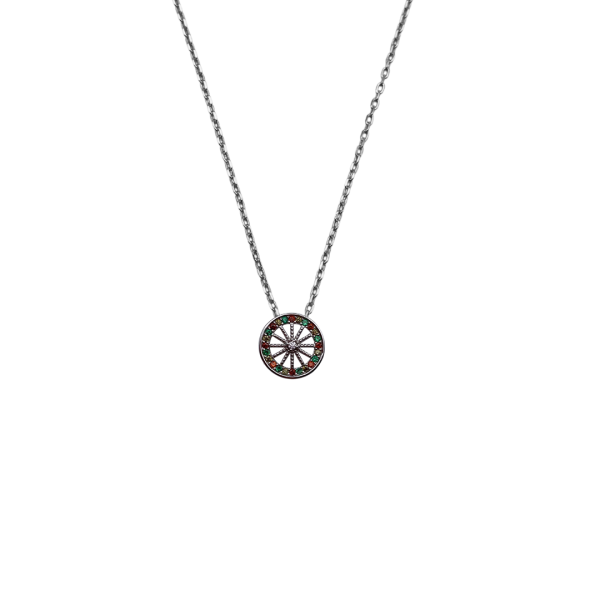 Collana Bianca con charm Ruota Siciliana in argento 925 - CL204B