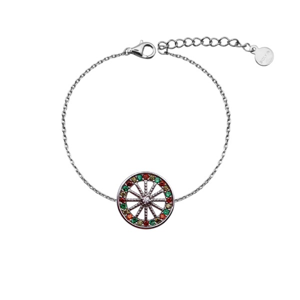 Bracciale Bianco con charm Ruota Siciliana in argento 925 - BC204B