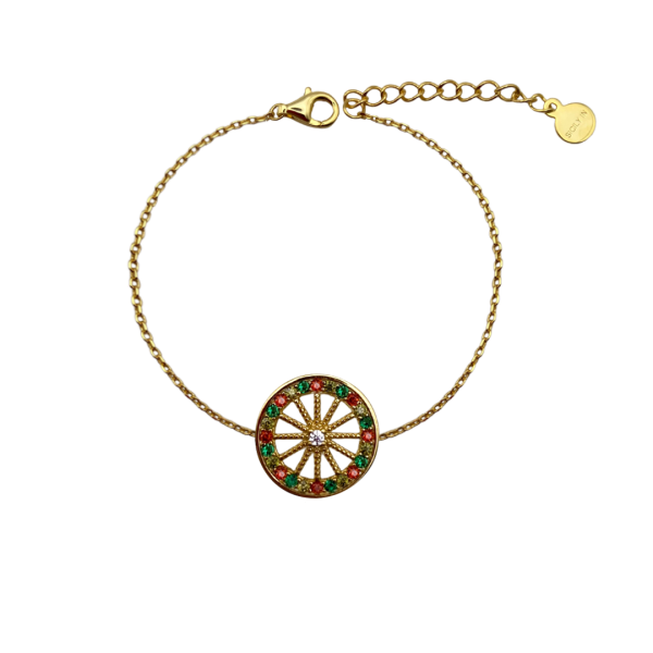 Bracciale Giallo con charm Ruota Siciliana in argento 925 - BC204G