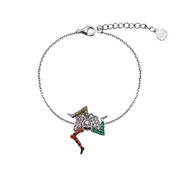 Bracciale Bianco con charm Trinacria in argento 925 - BC205B