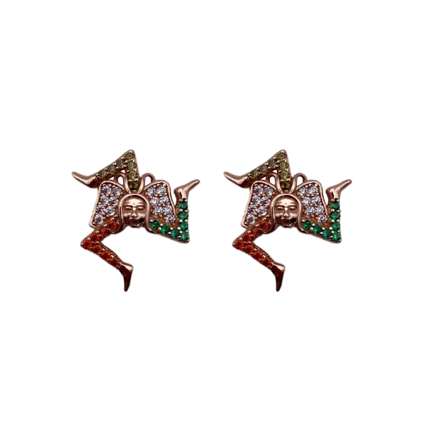 Orecchini Rosati con Trinacria in argento 925 - OR205R