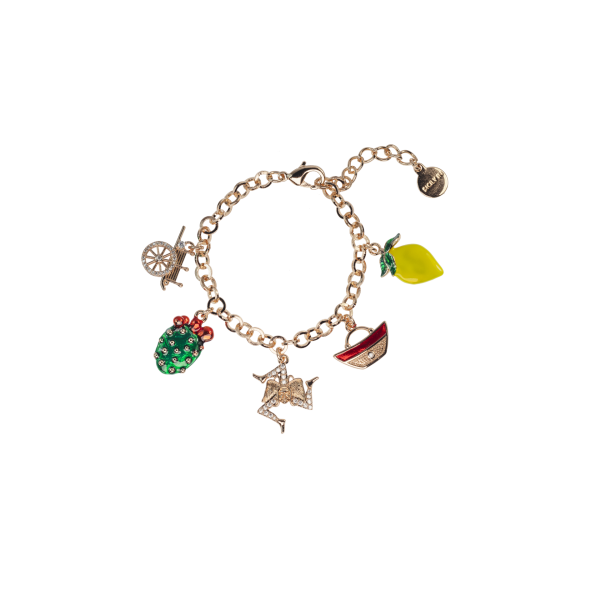 BRACCIALE IN METALLO ANALLERGICO CON 5 CHARMS - BC105R