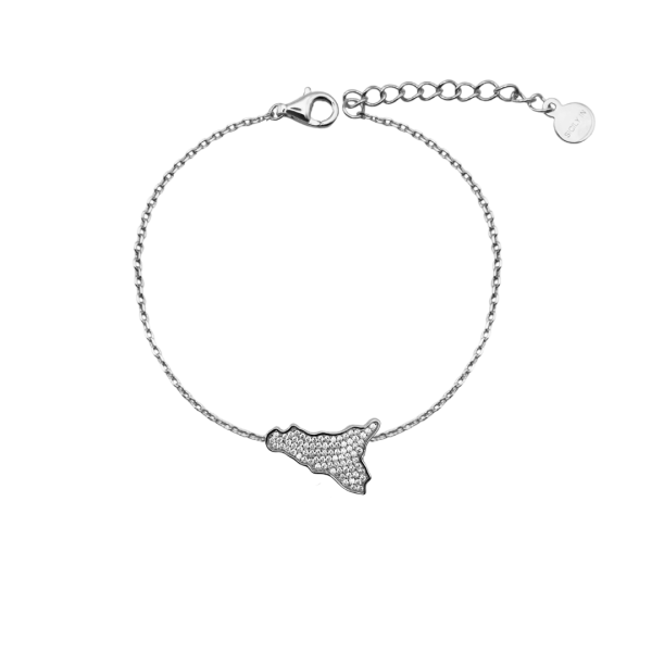 BRACCIALE BIANCO CON SICILIA IN ARGENTO 925 - BC201B