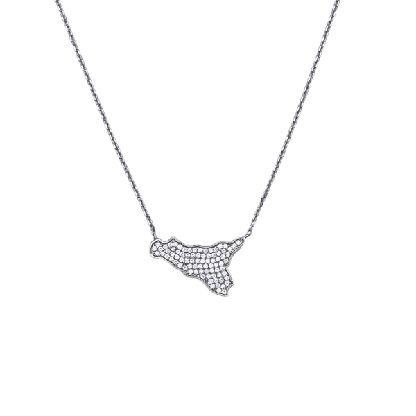 COLLANA BIANCA CON SICILIA IN ARGENTO 925 - CL201B