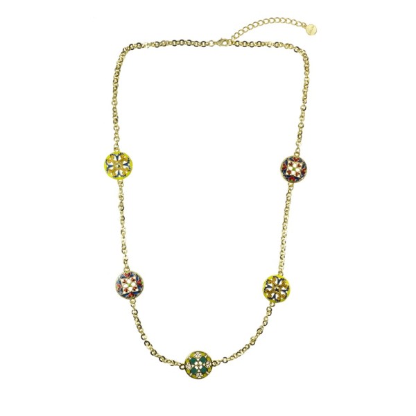 COLLANA LUNGA IN METALLO ANALLERGICO CON 5 CHARMS - CL111G