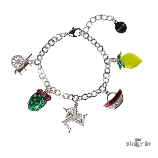 BRACCIALE IN METALLO ANALLERGICO CON 5 CHARMS - BC105B