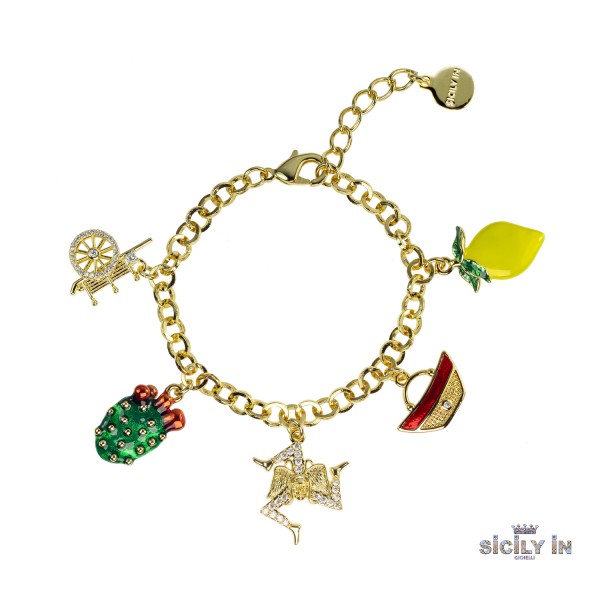 BRACCIALE IN METALLO ANALLERGICO CON 5 CHARMS - BC105G