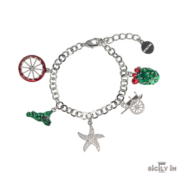 BRACCIALE IN METALLO ANALLERGICO CON 5 CHARMS - BC106B
